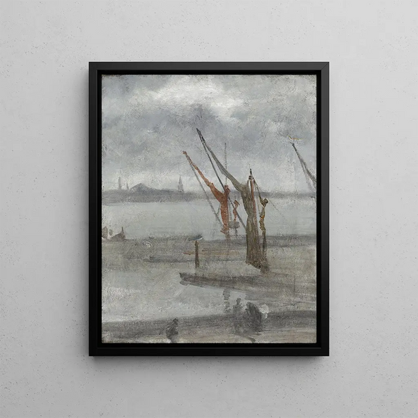 Gray and Silver: Chelsea Embankment - James Abbott McNeill Whistler — framed artwork on a wall