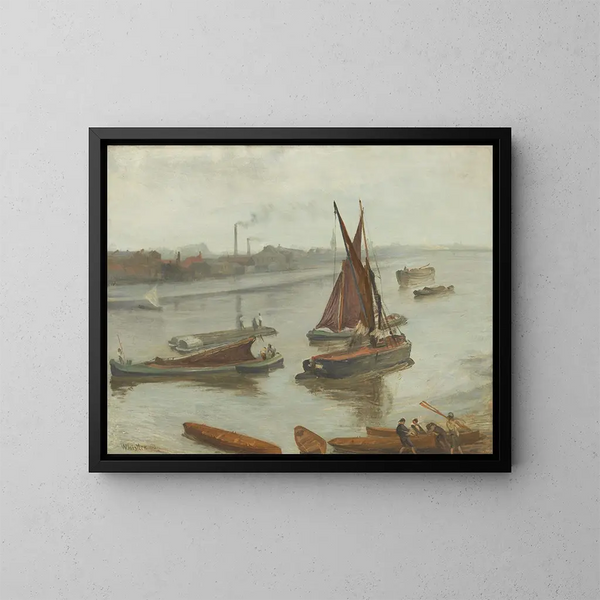 Gray and Silver, the former Battersea Reach - James Abbott McNeill Whistler — framed artwork on a wall