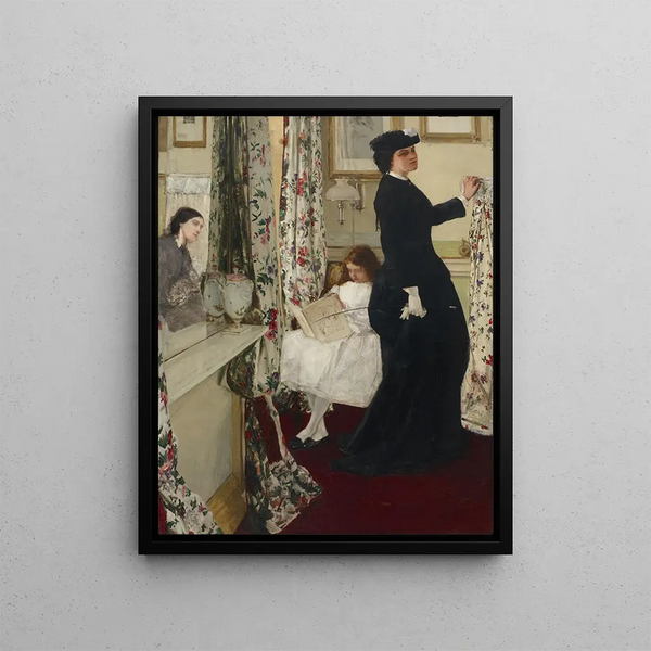 Harmony in Green and Pink The Music Room - James Abbott McNeill Whistler — framed artwork on a wall