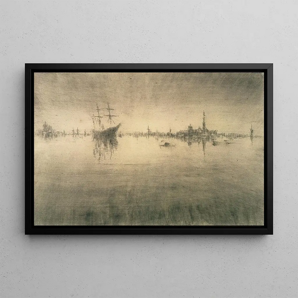 Night Scene Painting - James Abbott McNeill Whistler — framed artwork on a wall