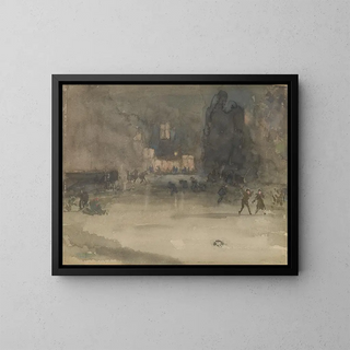 Nocturne in Amsterdam in Winter - James Abbott McNeill Whistler — framed artwork on a wall