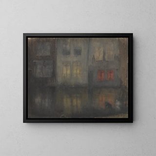 Nocturne noir et rouge, canal de Hollande - James Abbott McNeill Whistler — framed artwork on a wall