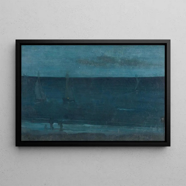 Nocturne blue and silver, Bognor - James Abbott McNeill Whistler — framed artwork on a wall