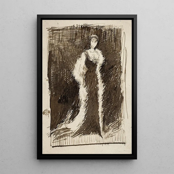 Sketch after Arrangement in Black Lady Meux - James Abbott McNeill Whistler — framed artwork on a wall