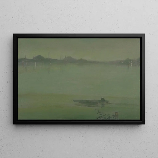 Nocturne of the Thames - James Abbott McNeill Whistler — framed artwork on a wall
