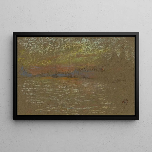 La Riva, coucher de soleil rouge et or - James Abbott McNeill Whistler — framed artwork on a wall