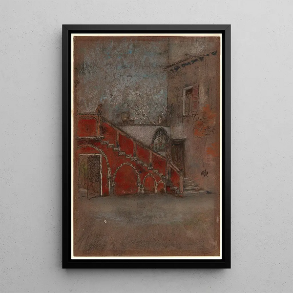 The staircase note in red - James Abbott McNeill Whistler — framed artwork on a wall
