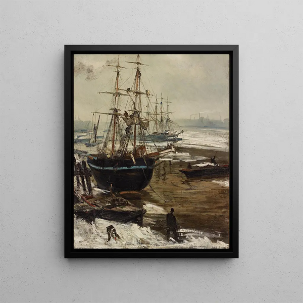 The Thames Under the Ice - James Abbott McNeill Whistler — framed artwork on a wall