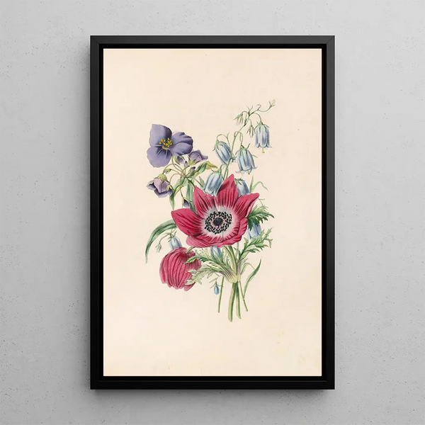 Anémone campanule tradescantia - James Ackerman — framed artwork on a wall