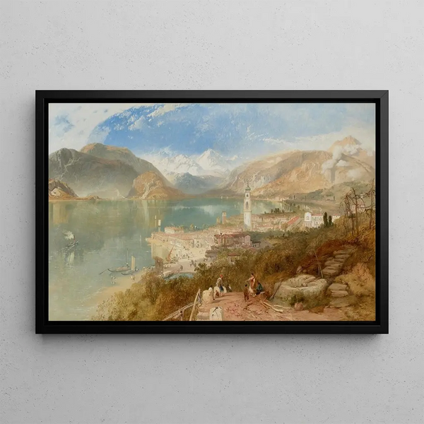 Pallanza painting on Lake Maggiore - James Baker Pyne — framed artwork on a wall