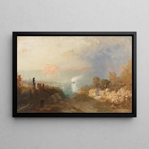 L'entrée des détroits de Menai - James Baker Pyne — framed artwork on a wall