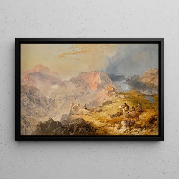 Les Vallées d'Ennerdale et Buttermere avec leurs Lacs et ceux de Crummock et Loweswater - James Baker Pyne — framed artwork on a wall