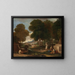 Landscape painting with a man washing his feet at a fountain - James Barry — framed artwork on a wall