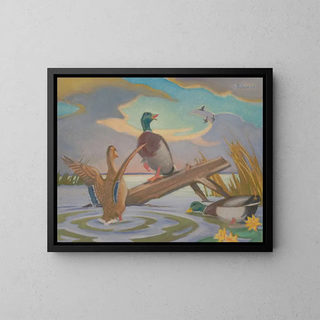 Marais migrateurs painting - James C. Kulhanek — framed artwork on a wall