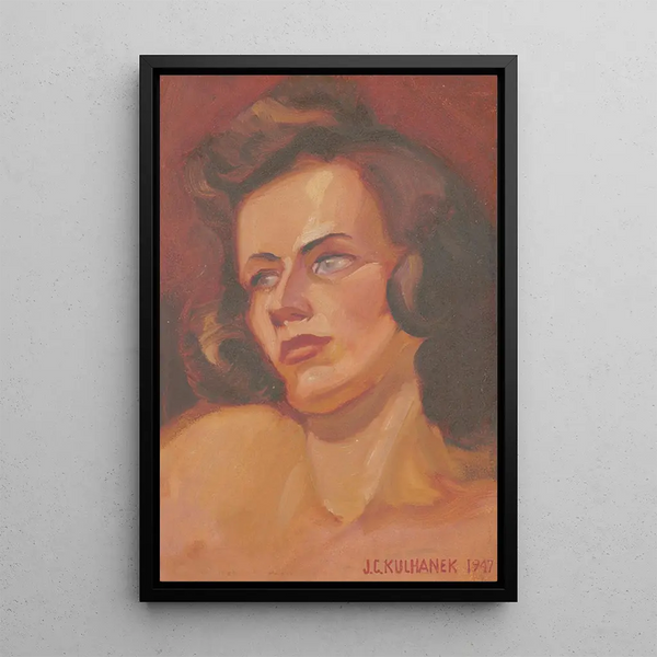 Portrait of a Woman - James C. Kulhanek — framed artwork on a wall