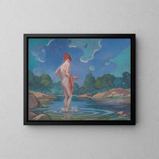 La Dame en train de patauger - James C. Kulhanek — framed artwork on a wall