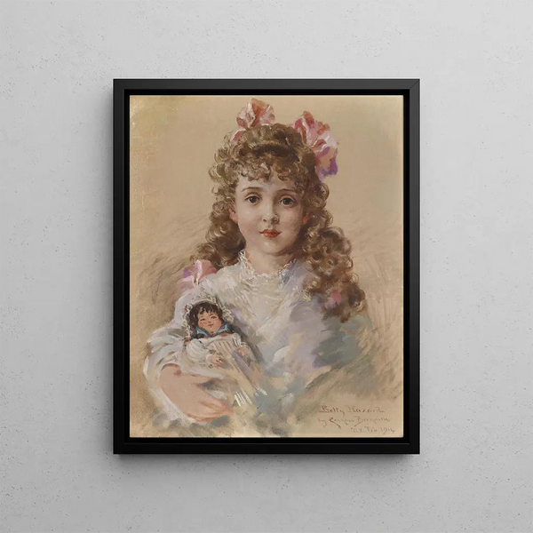 Betty Hazard with her favorite doll - James Carroll Beckwith — framed artwork on a wall
