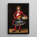 Young girl with a tambourine - James Carroll Beckwith — framed artwork on a wall