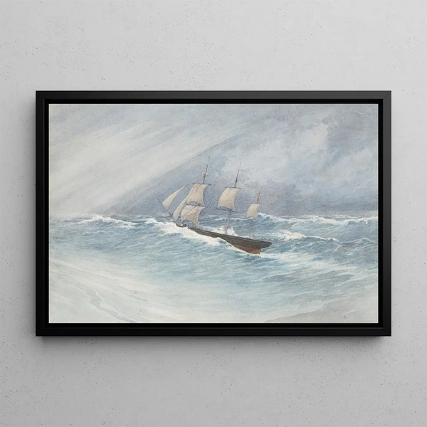 Old sailing ship Kenilworth - James Crowe Richmond — framed artwork on a wall