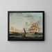 Frigate approaching the mouth of the Tagus with a steamboat passing the Belém Tower in Lisbon - James Edward Buttersworth — framed artwork on a wall