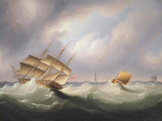 Frigate devant un phare - James Edward Buttersworth — artwork view