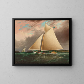 Sloop of the Hudson River - James Edward Buttersworth — framed artwork on a wall