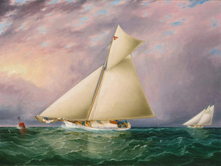 Course de yachts dans le port de New York - James Edward Buttersworth — artwork view