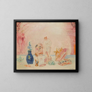Coquilles et statuettes - James Ensor — framed artwork on a wall