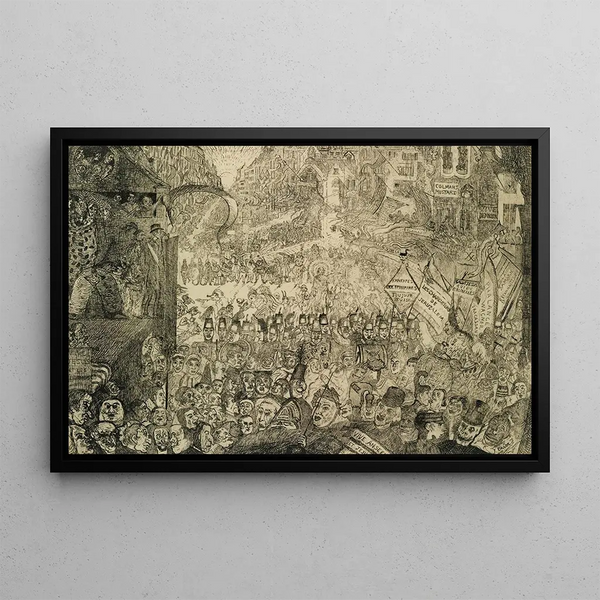 L'Entrée du Christ à Bruxelles - James Ensor — framed artwork on a wall