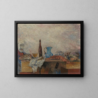 Mask and Crustaceans - James Ensor — framed artwork on a wall