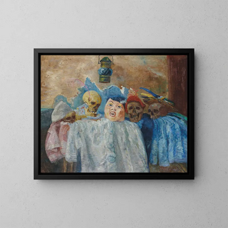 Pierrot et les squelettes - James Ensor — framed artwork on a wall
