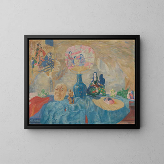Still life with Chinoiseries - James Ensor — framed artwork on a wall