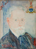 Self-portrait of Baron James Ensor, his devil, his coat of arms - James Ensor — artwork view