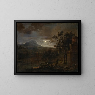 Night scene with poachers - James Forrester — framed artwork on a wall