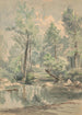 a man sitting on a fallen tree by a shaded stream - James Fuller Queen — artwork view