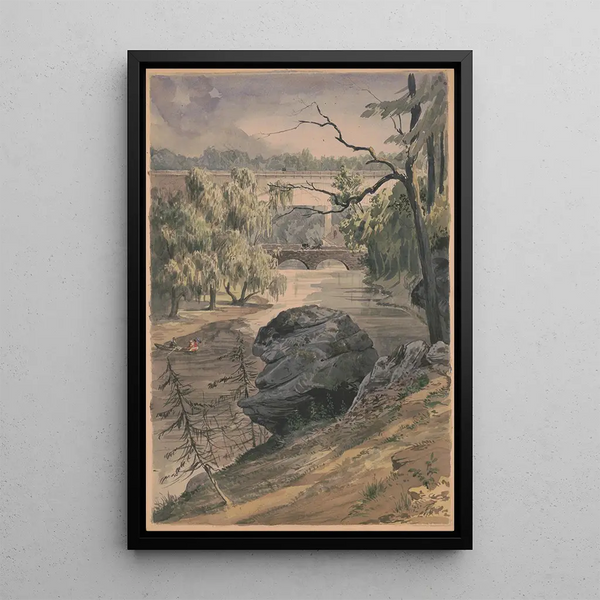 Bridges over Wissahickon Creek near Schuylkill - James Fuller Queen — framed artwork on a wall