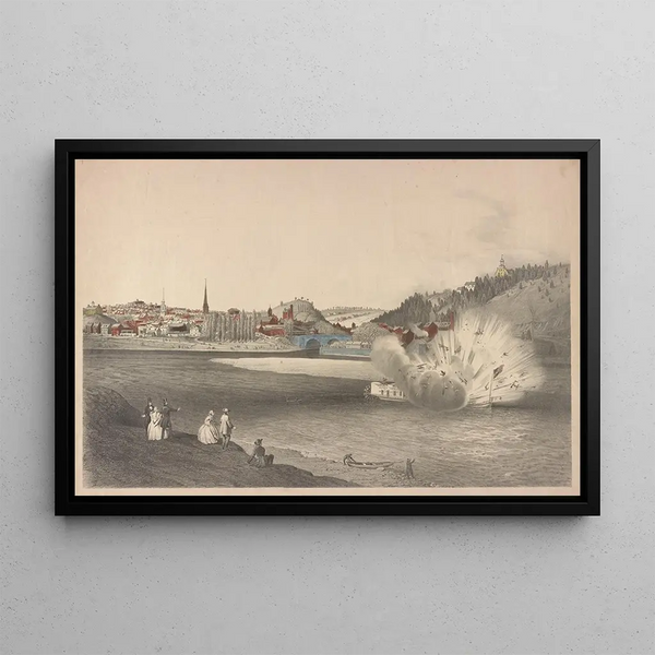 Explosion of the Alfred Thomas at Easton Pa on March 6, 1860 - James Fuller Queen — framed artwork on a wall