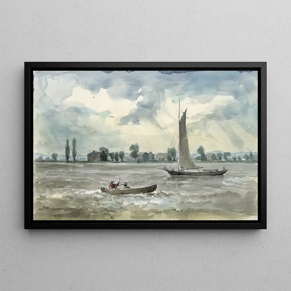 Old quarantine station at the mouth of the Schuylkill - James Fuller Queen — framed artwork on a wall