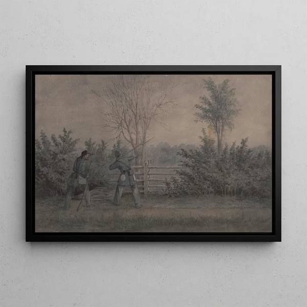 Esquisses with the Co B 8th Regiment Pa Ma painting under the officers of the old guard of Southwark on guard duty - James Fuller Queen — framed artwork on a wall