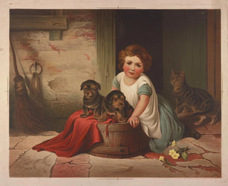 Petite fille appuyée contre une cuve renversée - James Fuller Queen — artwork view