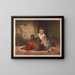 Petite fille appuyée contre une cuve renversée - James Fuller Queen — framed artwork on a wall