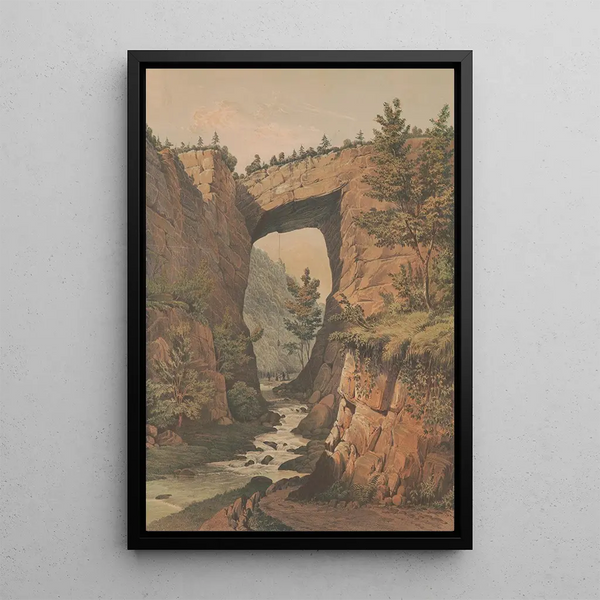 The Natural Bridge, Rockbridge County, VA, after a sketch by Major Ths H Williamson - James Fuller Queen — framed artwork on a wall