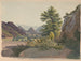 Scene of the West with buttes and possibly a pueblo community in the distance seen from a ravine with a cottonwood. - James Fuller Queen — artwork view