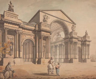 a project for a triumphal arch with classical figures in the foreground - James Gray Mayhew — artwork view