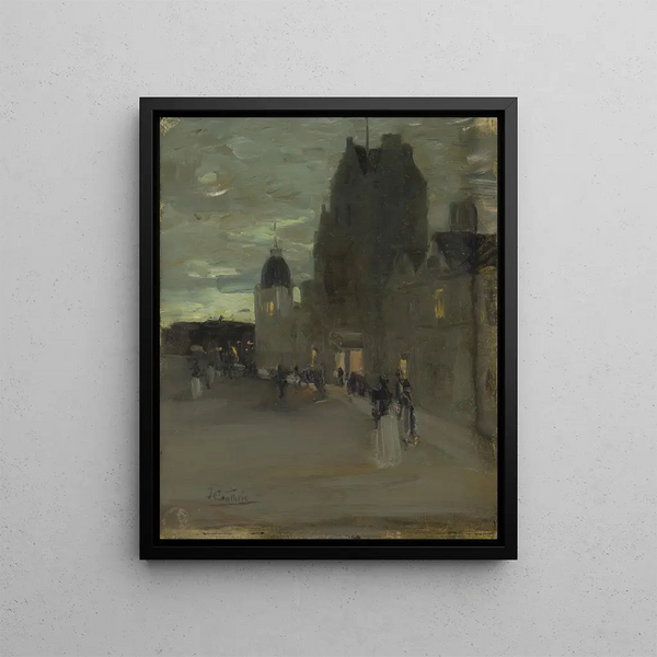 Rue à Oban la nuit - James Guthrie — framed artwork on a wall