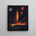Oil Well on Fire at Night near Rouseville, Pennsylvania - James Hamilton — framed artwork on a wall