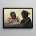 Two children playing checkers - James Henry Moser — framed artwork on a wall