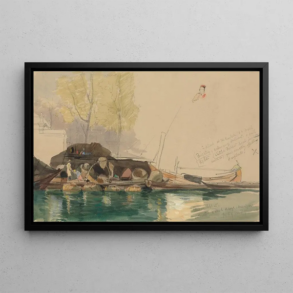 Péniches sur un canal à Rotterdam - James Holland — framed artwork on a wall