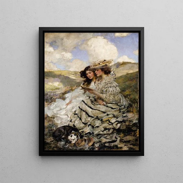 on dunes Lady Shannon and Kitty - James Jebusa Shannon — framed artwork on a wall