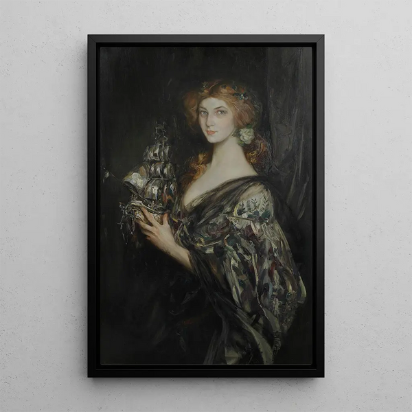 The Silver Ship - James Jebusa Shannon — framed artwork on a wall